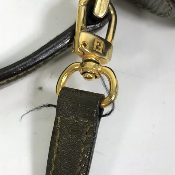 FENDI Hand Bag vintage Bag 2WAY Crossbody Shoulder Bag Leather khaki - Picture 10 of 16